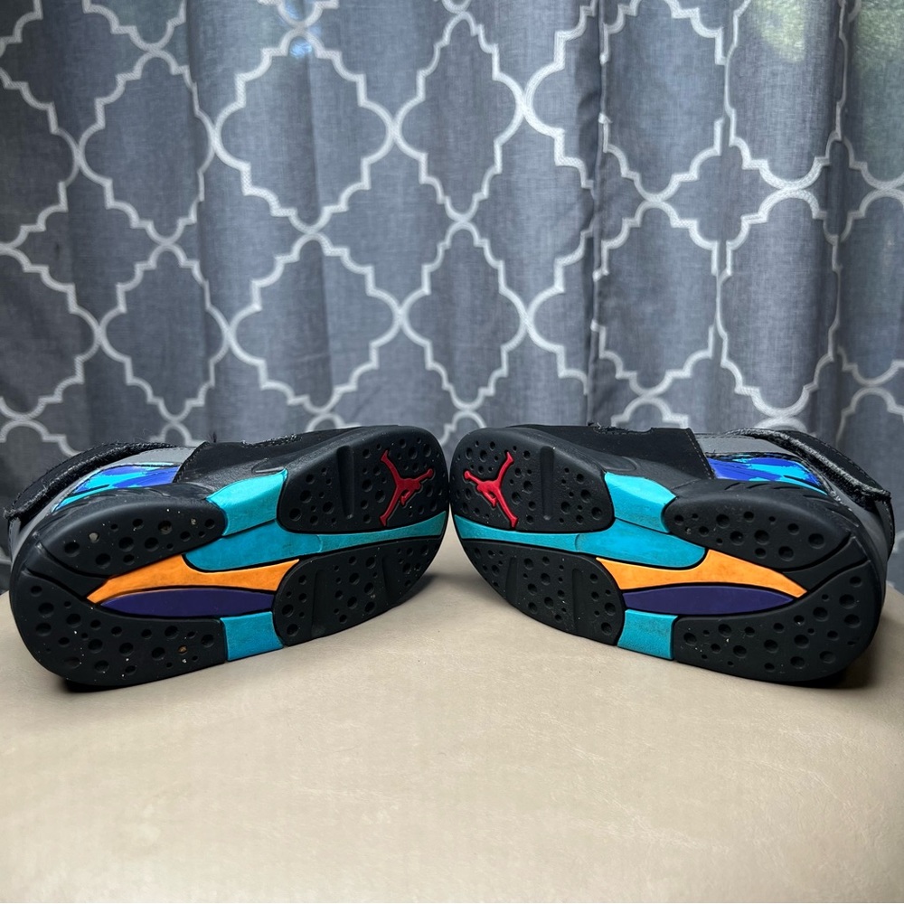 Nike Jordan VIII 8 Retro BT Aqua Black Baby Toddler Sneaker Shoes - Picture 3 of 8